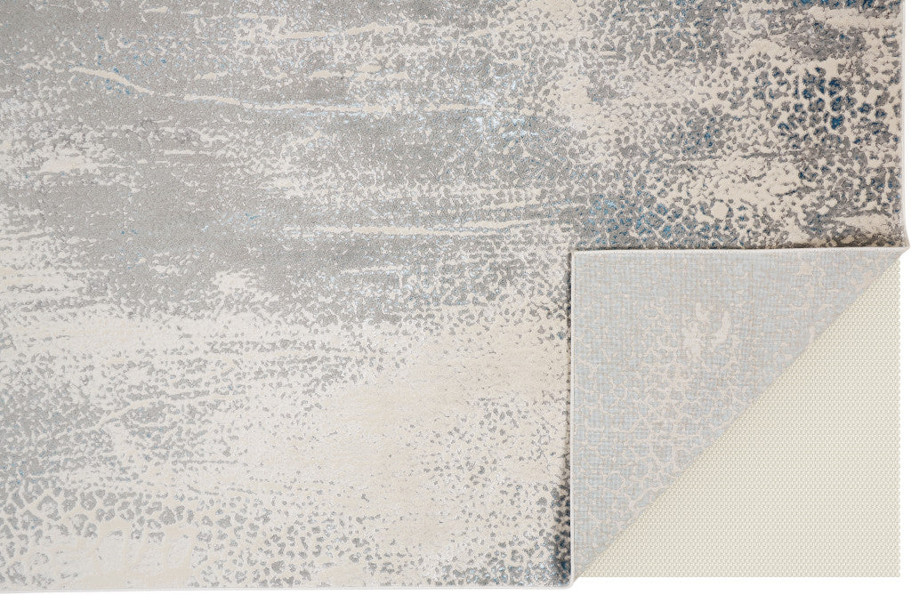 8 x 10 Ivory Gray & Blue Power Loom Rug