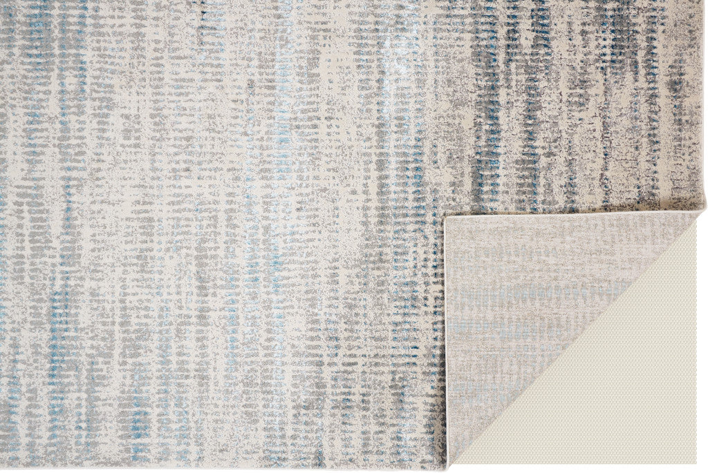 8 x 10 Ivory Gray & Blue Power Loom Rug