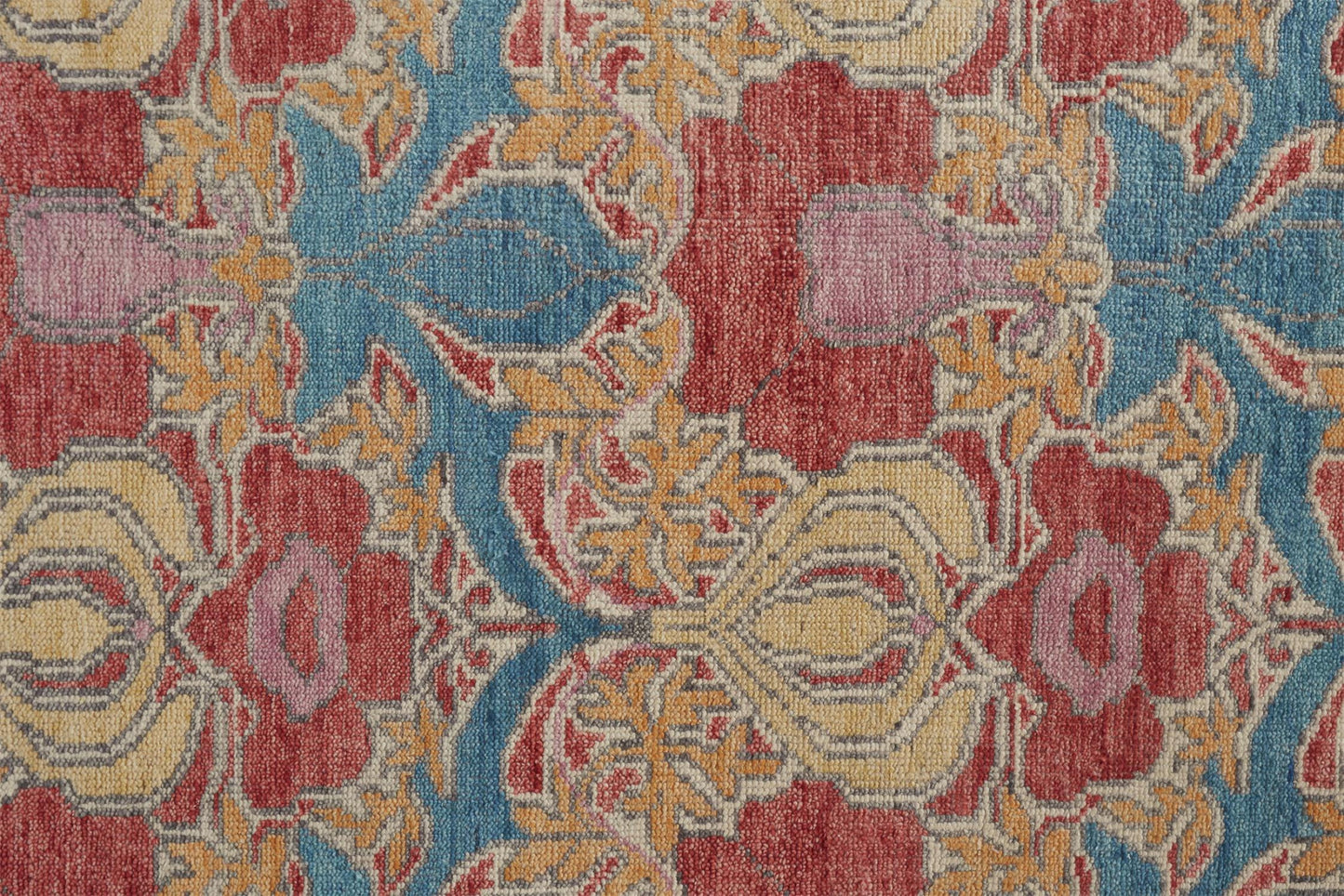 4 x 6 Blue Red & Yellow Wool Oriental Hand Knotted Rug