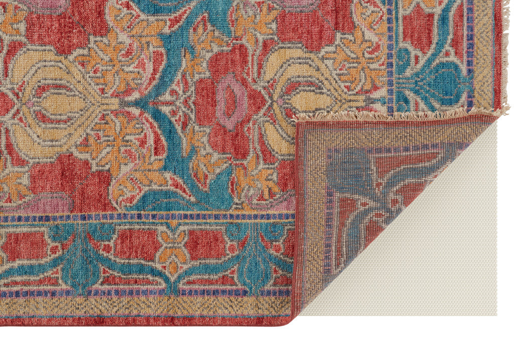 4 x 6 Blue Red & Yellow Wool Oriental Hand Knotted Rug