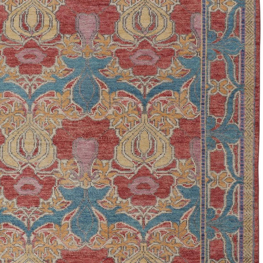 4 x 6 Blue Red & Yellow Wool Oriental Hand Knotted Rug