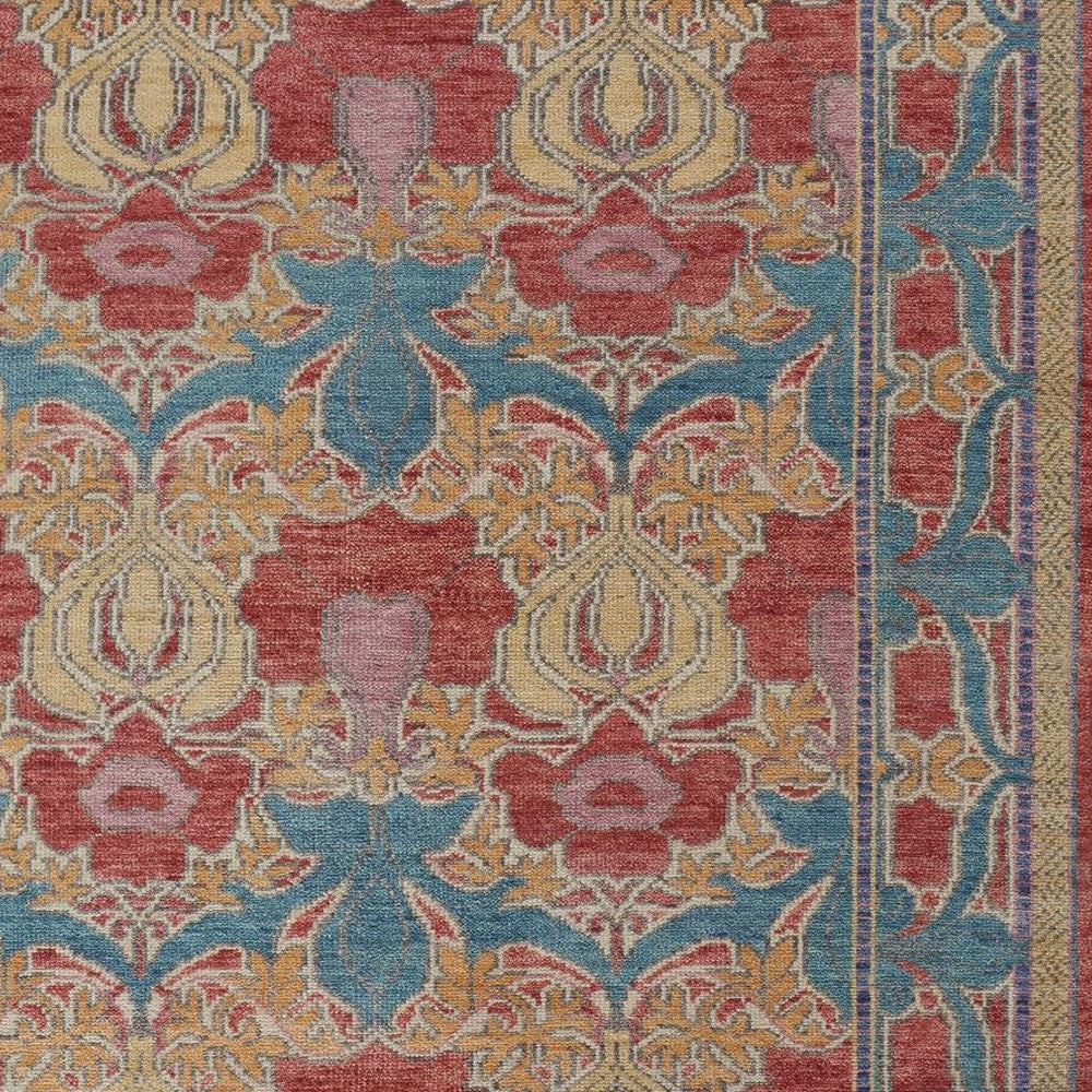 8 x 10 Blue Red & Yellow Wool Oriental Hand Knotted Rug