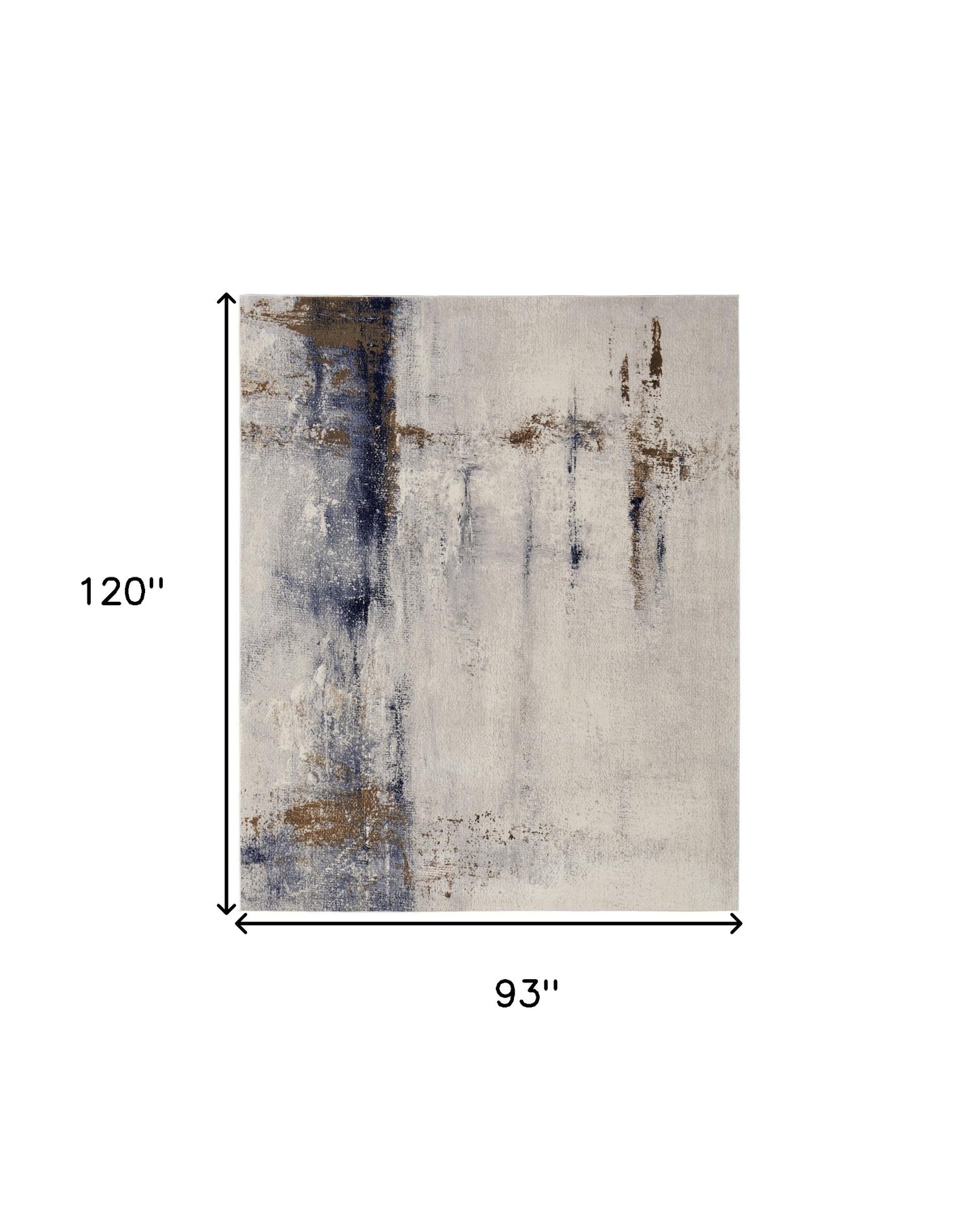 8 x 10 Ivory Blue & Brown Power Loom Rug