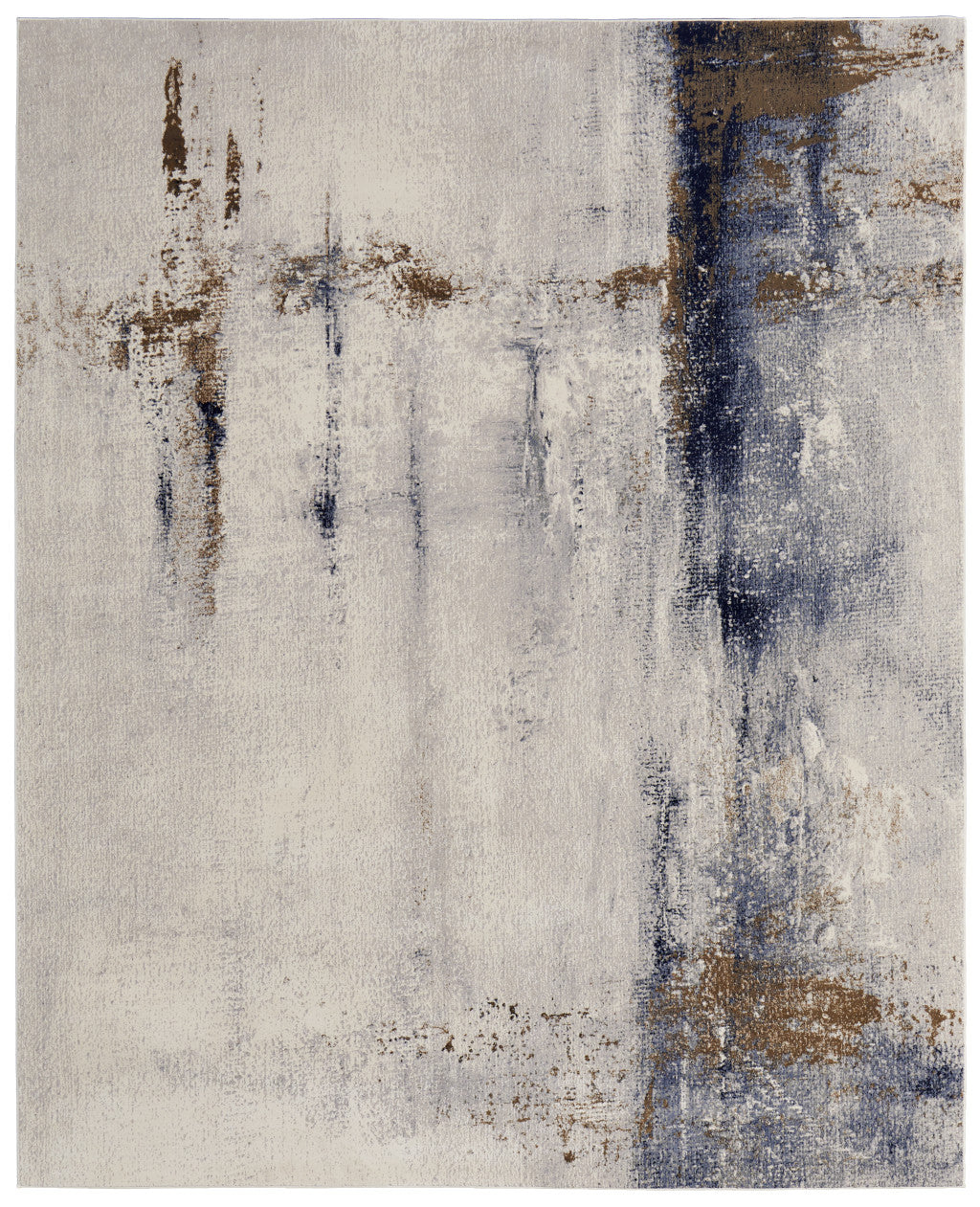 10 x 13 Ivory Blue & Brown Power Loom Rug