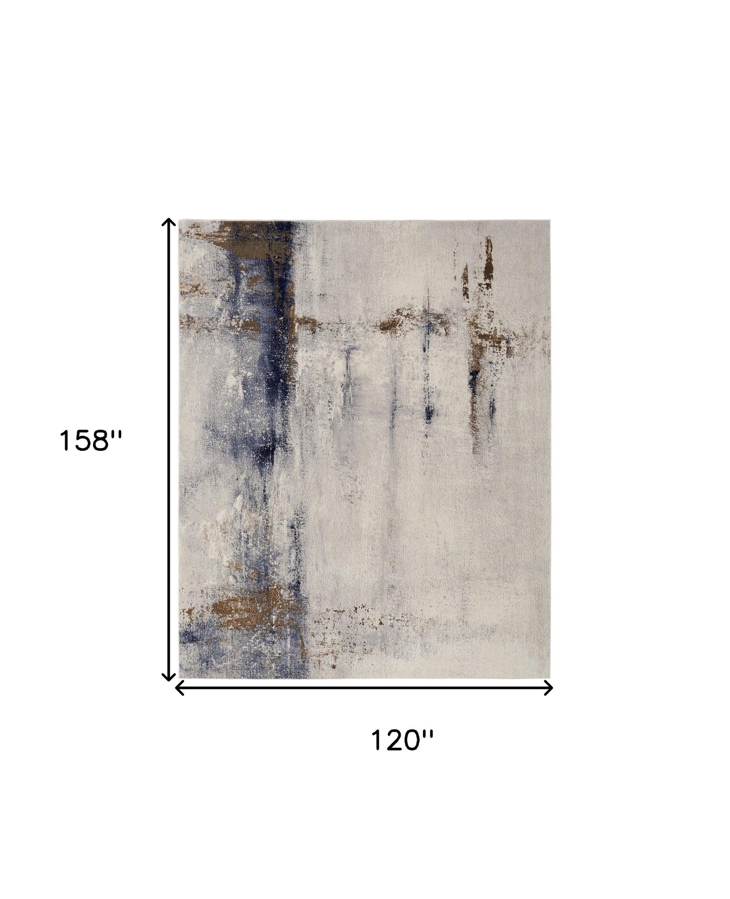 10 x 13 Ivory Blue & Brown Power Loom Rug