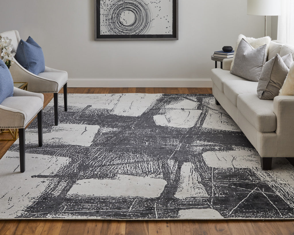 9 x 12 Black & Gray Hand Woven Rug