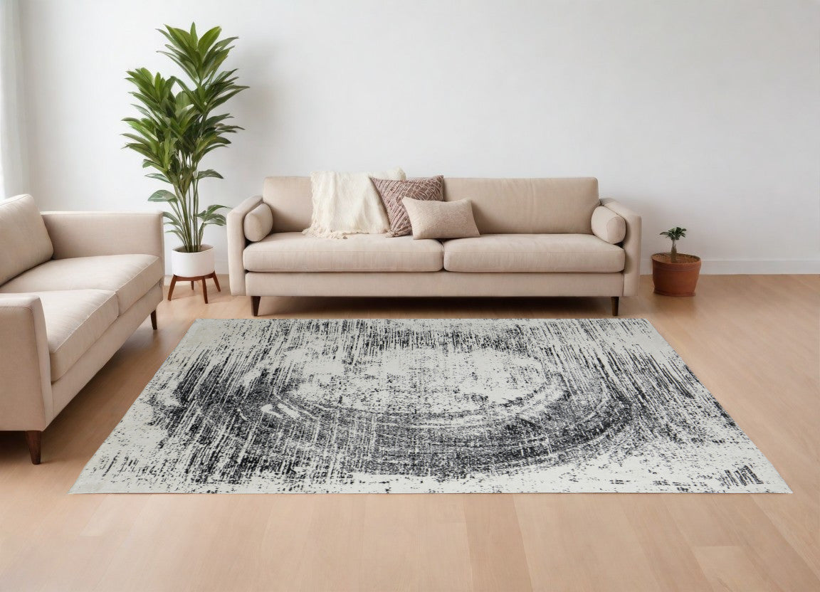 8 x 10 Black & Gray Hand Woven Rug