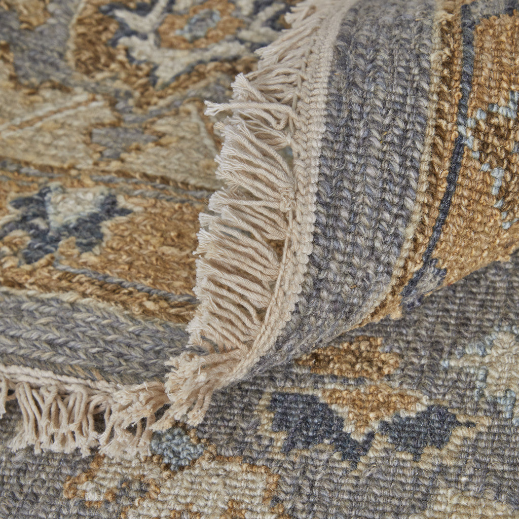 4 x 6 Tan & Gray Wool Oriental Hand Knotted Rug With Fringe