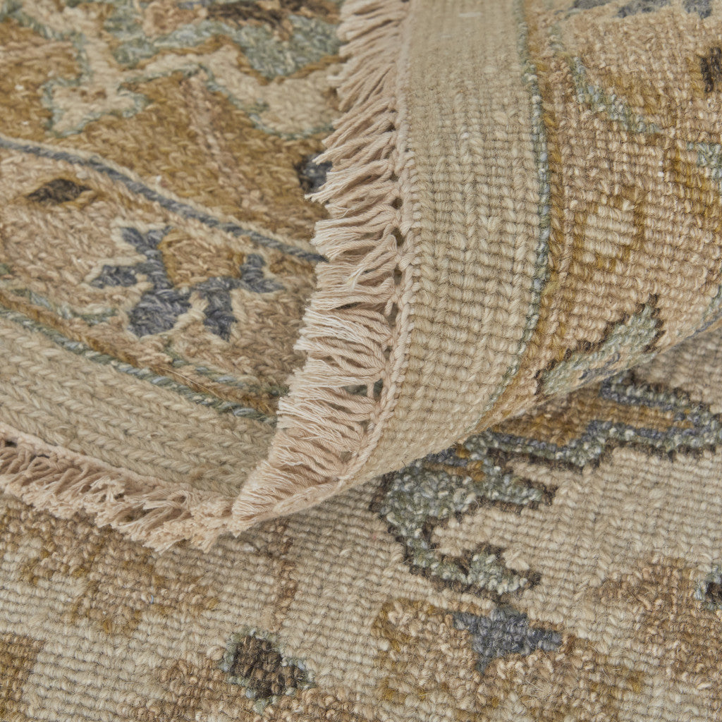 4 x 6 Ivory Gray & Tan Wool Oriental Hand Knotted Rug With Fringe