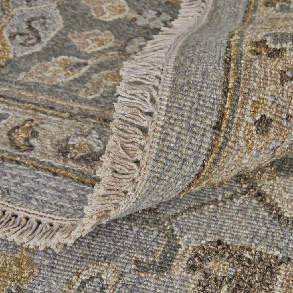 4 x 6 Gray & Brown Wool Oriental Hand Knotted Rug With Fringe
