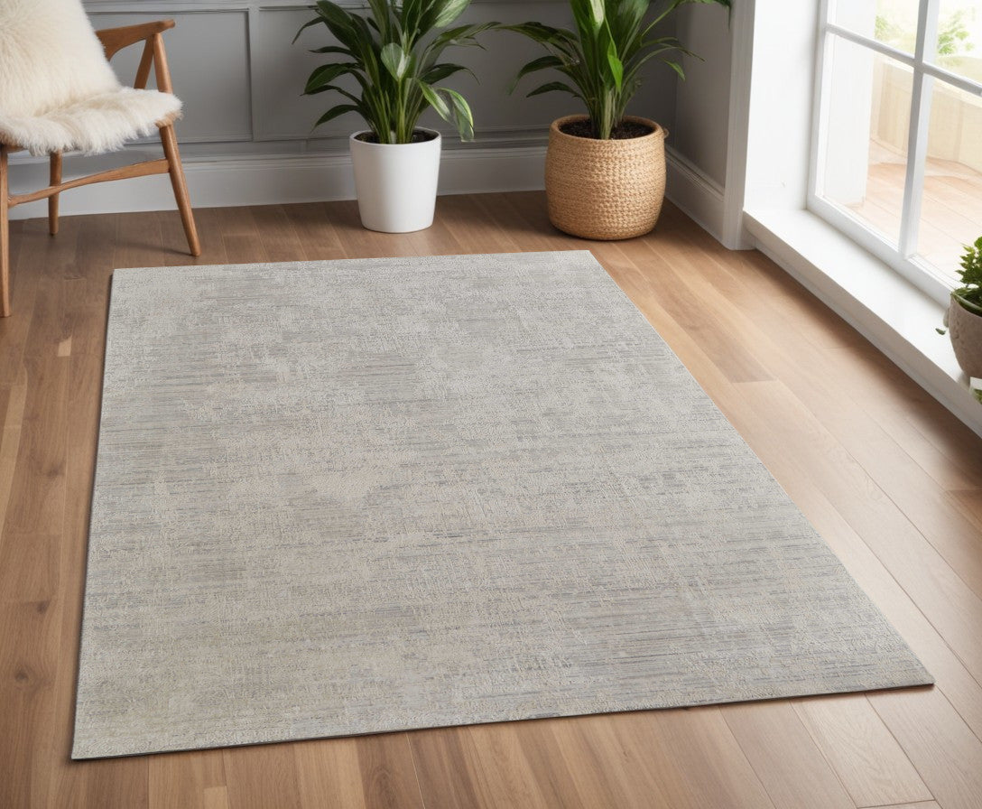 4 x 6 Gray & Ivory Hand Woven Rug