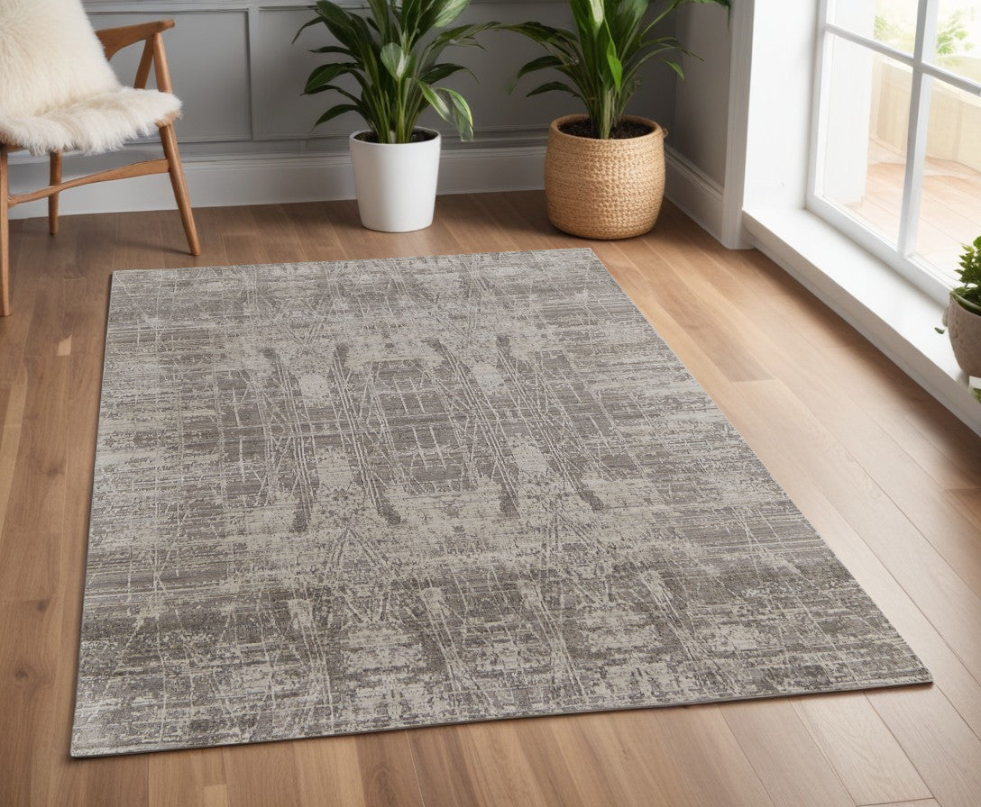 4 x 6 Gray & Silver Hand Woven Rug