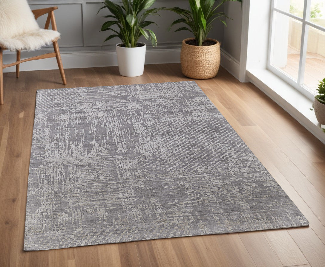4 x 6 Gray & Silver Hand Woven Rug