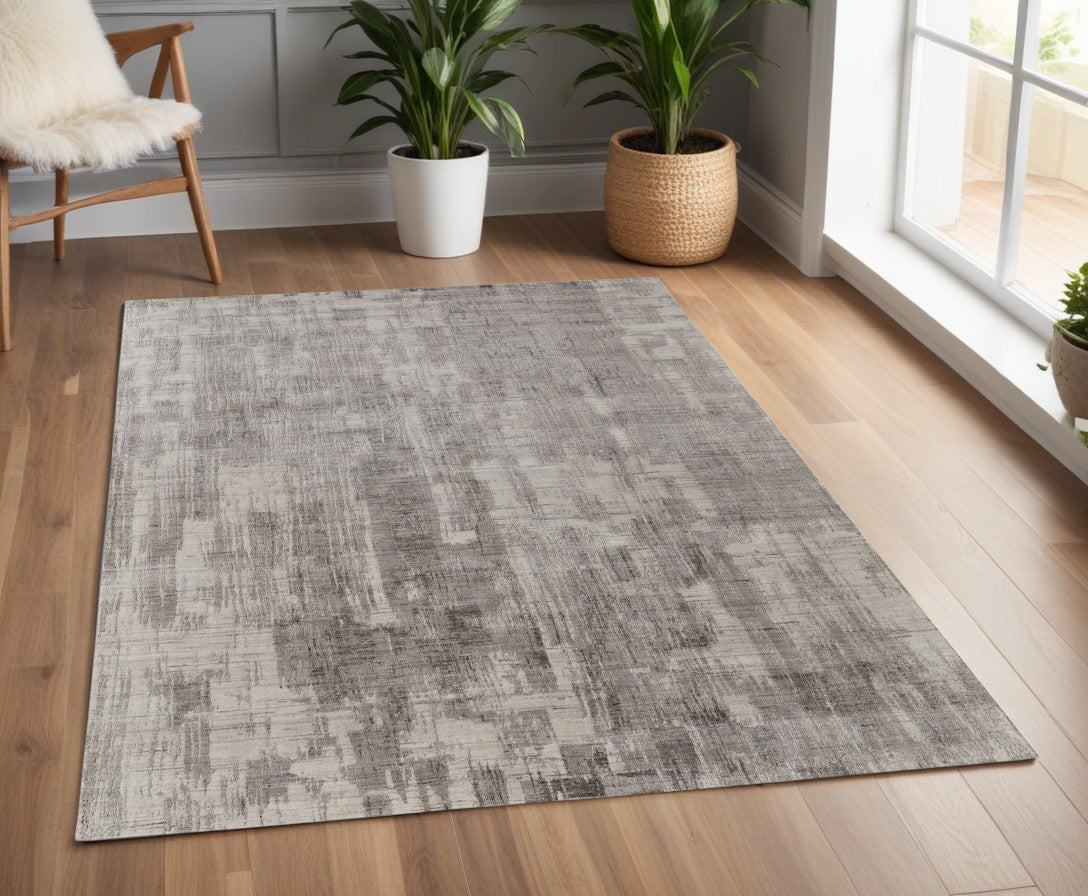 4 x 6 Gray & Ivory Hand Woven Rug
