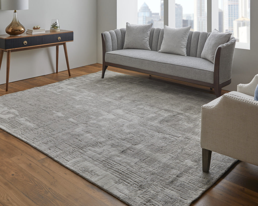 8 x 10 Gray & Ivory Hand Woven Rug