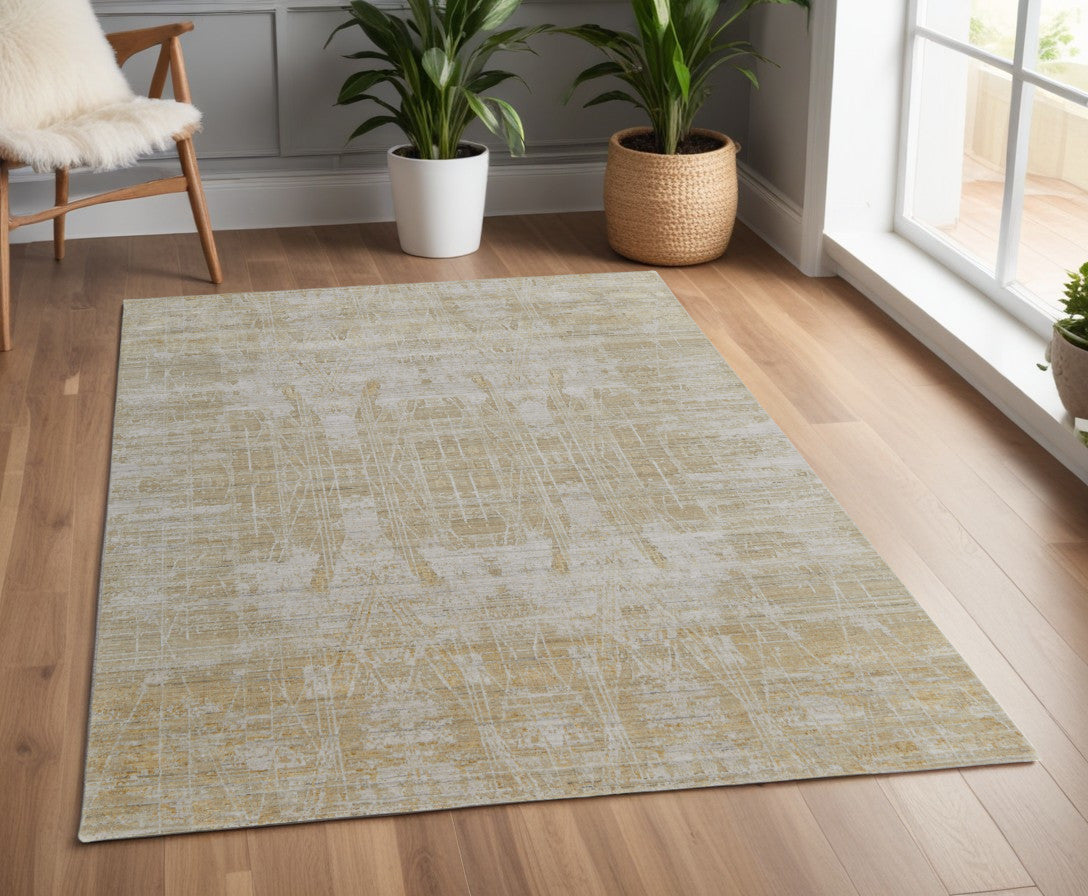 4 x 6 Yellow & Ivory Hand Woven Rug