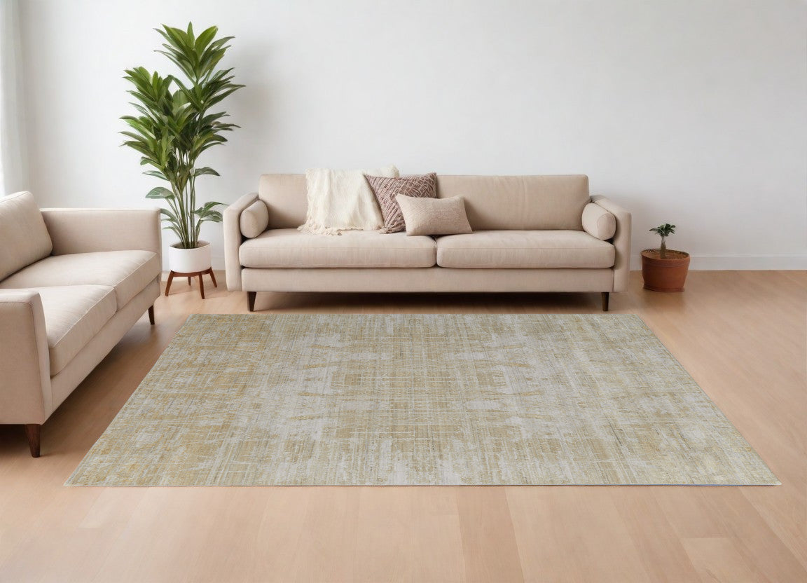 8 x 10 Yellow & Ivory Hand Woven Rug
