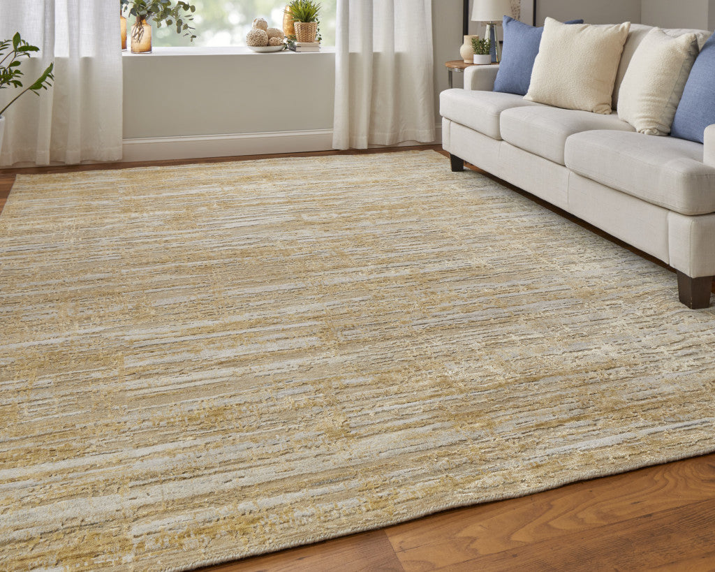 8 x 10 Yellow & Ivory Hand Woven Rug