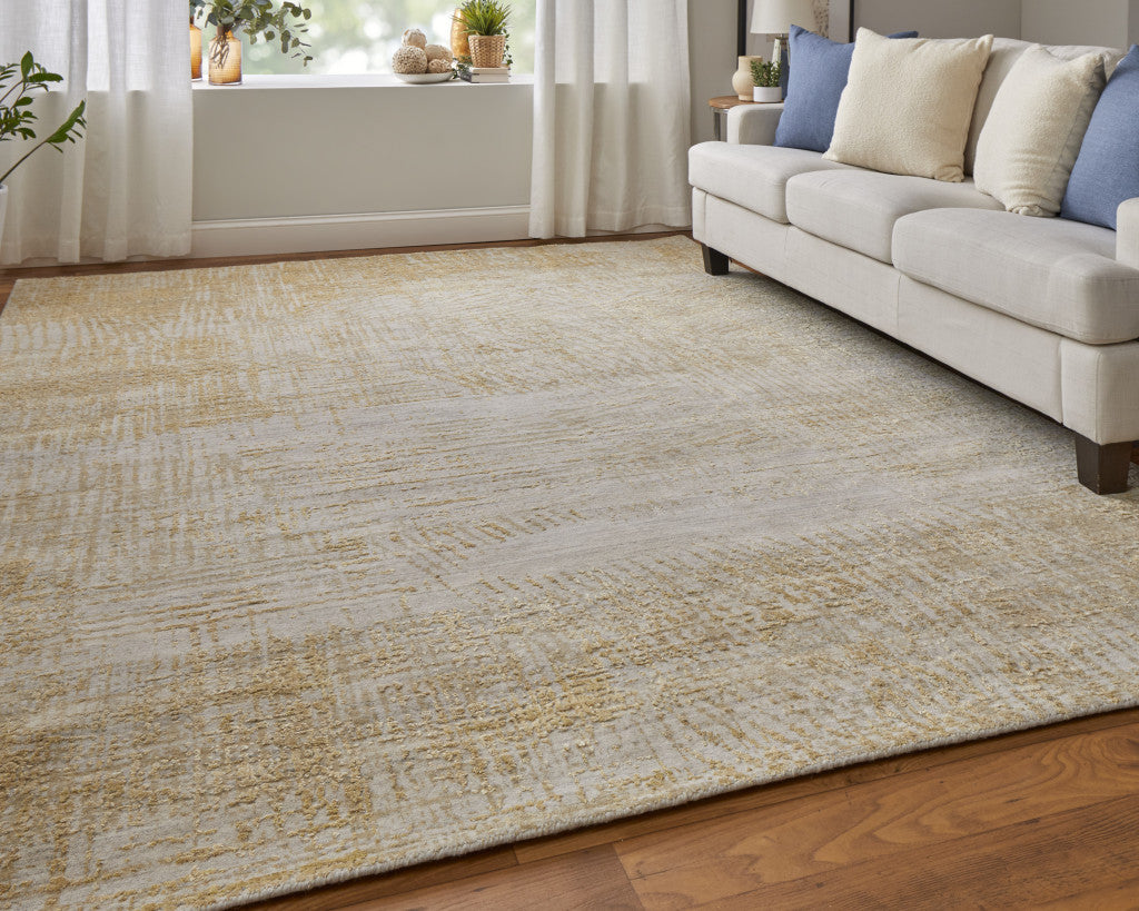 8 x 10 Yellow & Ivory Hand Woven Rug