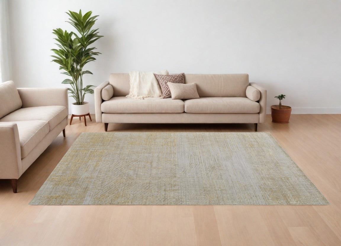8 x 10 Yellow & Ivory Hand Woven Rug