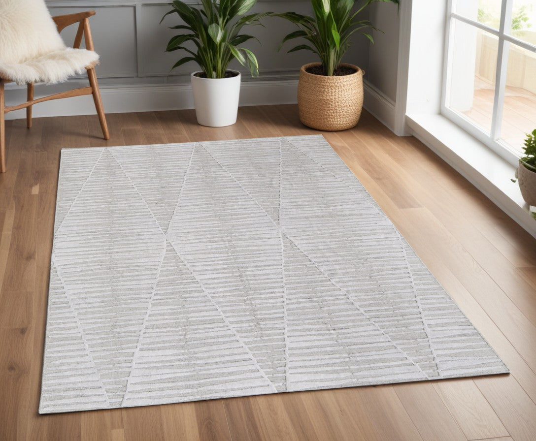 4 x 6 Ivory Geometric Hand Woven Rug