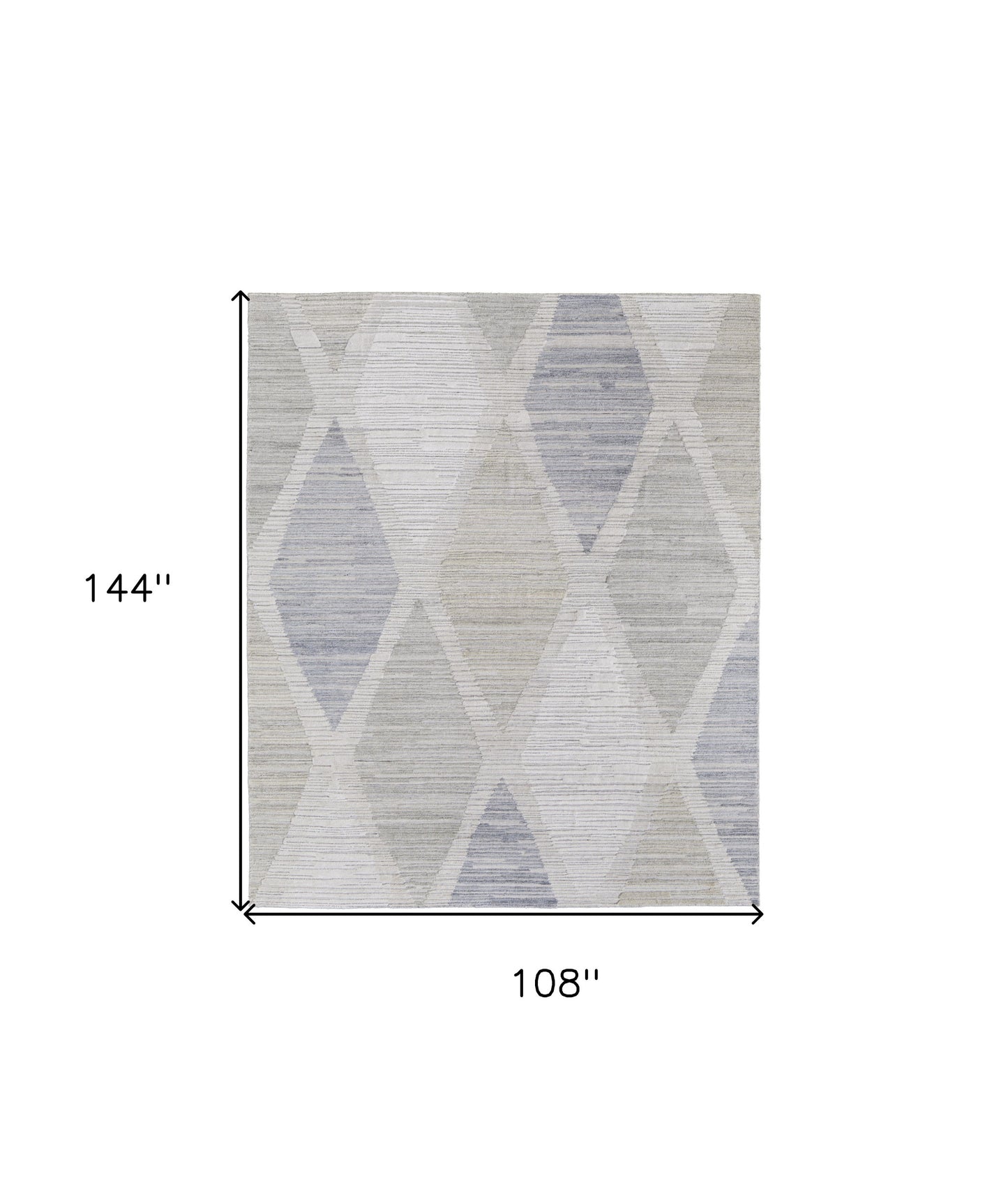 9 x 12 Ivory & Blue Geometric Hand Woven Rug