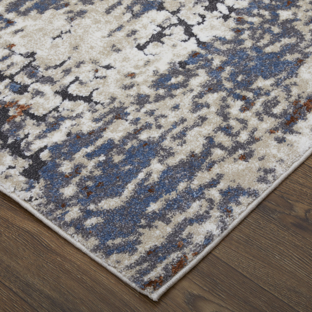 8 x 10 Gray Blue & Ivory Power Loom Rug