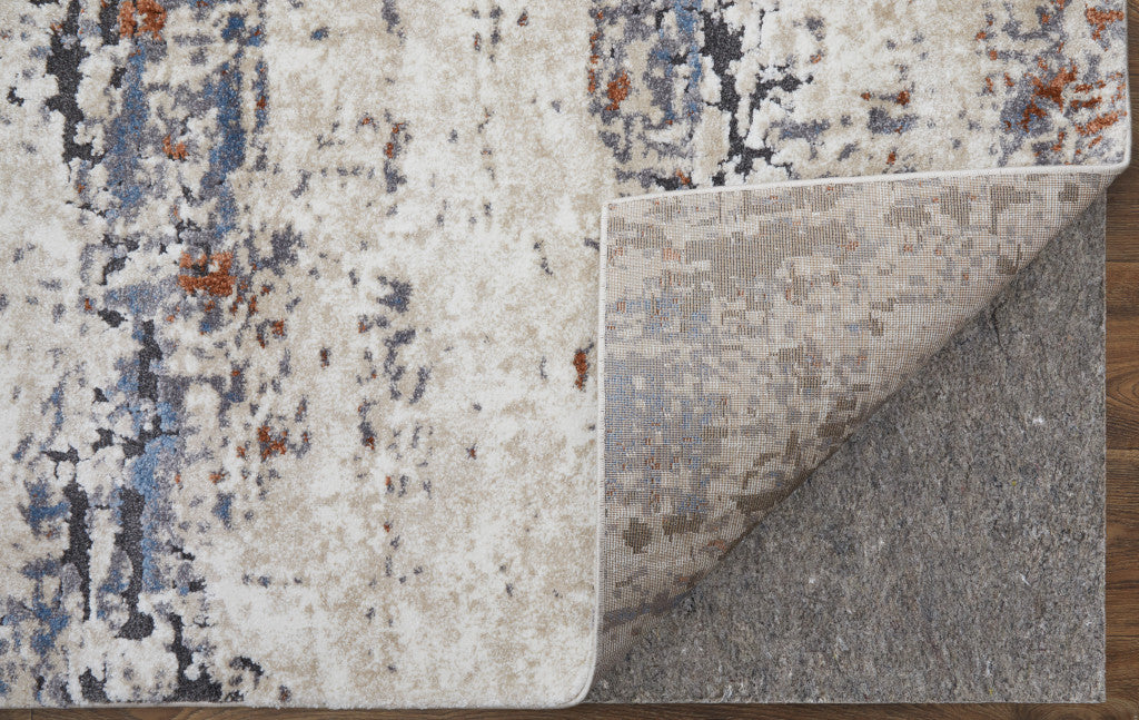 8 x 10 Gray Blue & Ivory Power Loom Rug