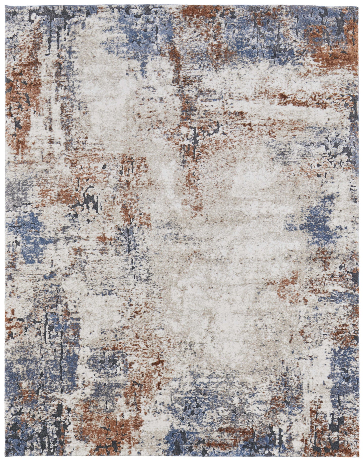 8 x 10 Blue Gray & Brown Power Loom Rug