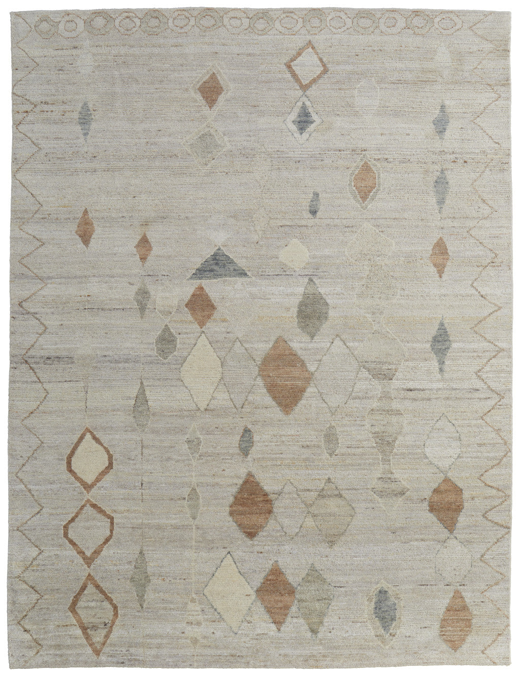 8 x 10 Tan Brown & Gray Wool Moroccan Hand Knotted Rug
