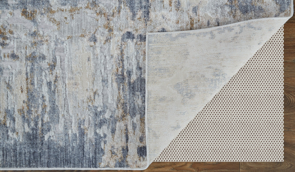 8 x 10 Ivory Gray & Blue Power Loom Rug