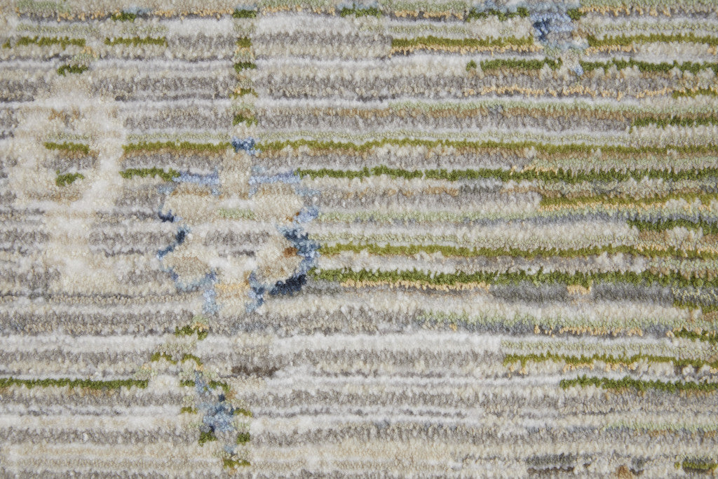 8 x 10 Ivory Green & Blue Power Loom Rug