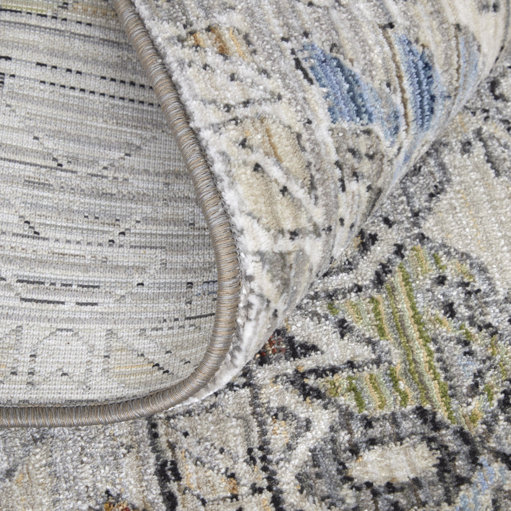 8 x 10 Gray Blue & Red Power Loom Rug