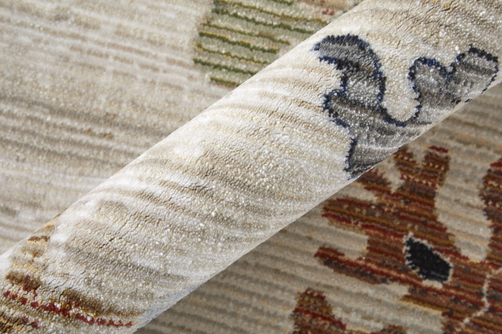 8 x 10 Ivory Red & Blue Floral Power Loom Rug
