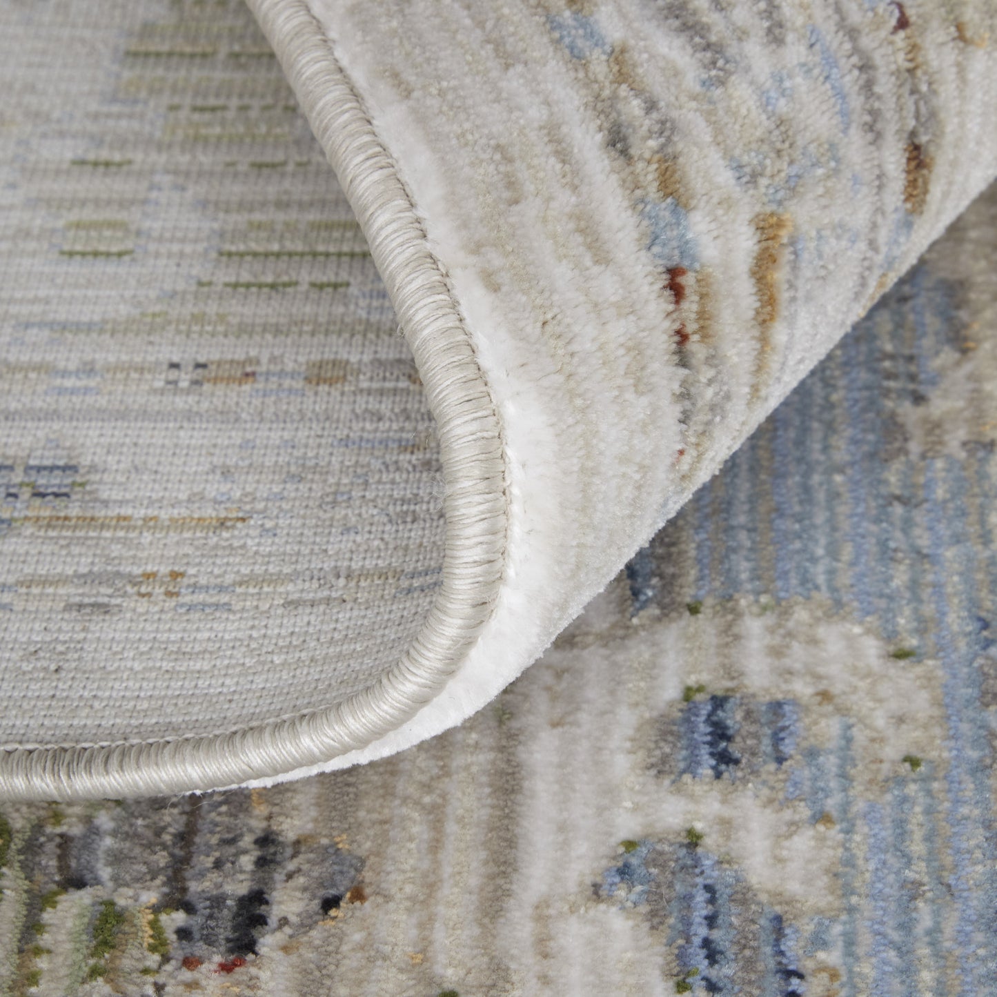 8 x 10 Ivory Red & Blue Floral Power Loom Rug