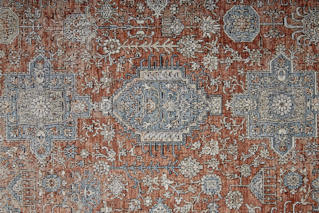 12 x 15 Blue & Red Oriental Power Loom Rug With Fringe