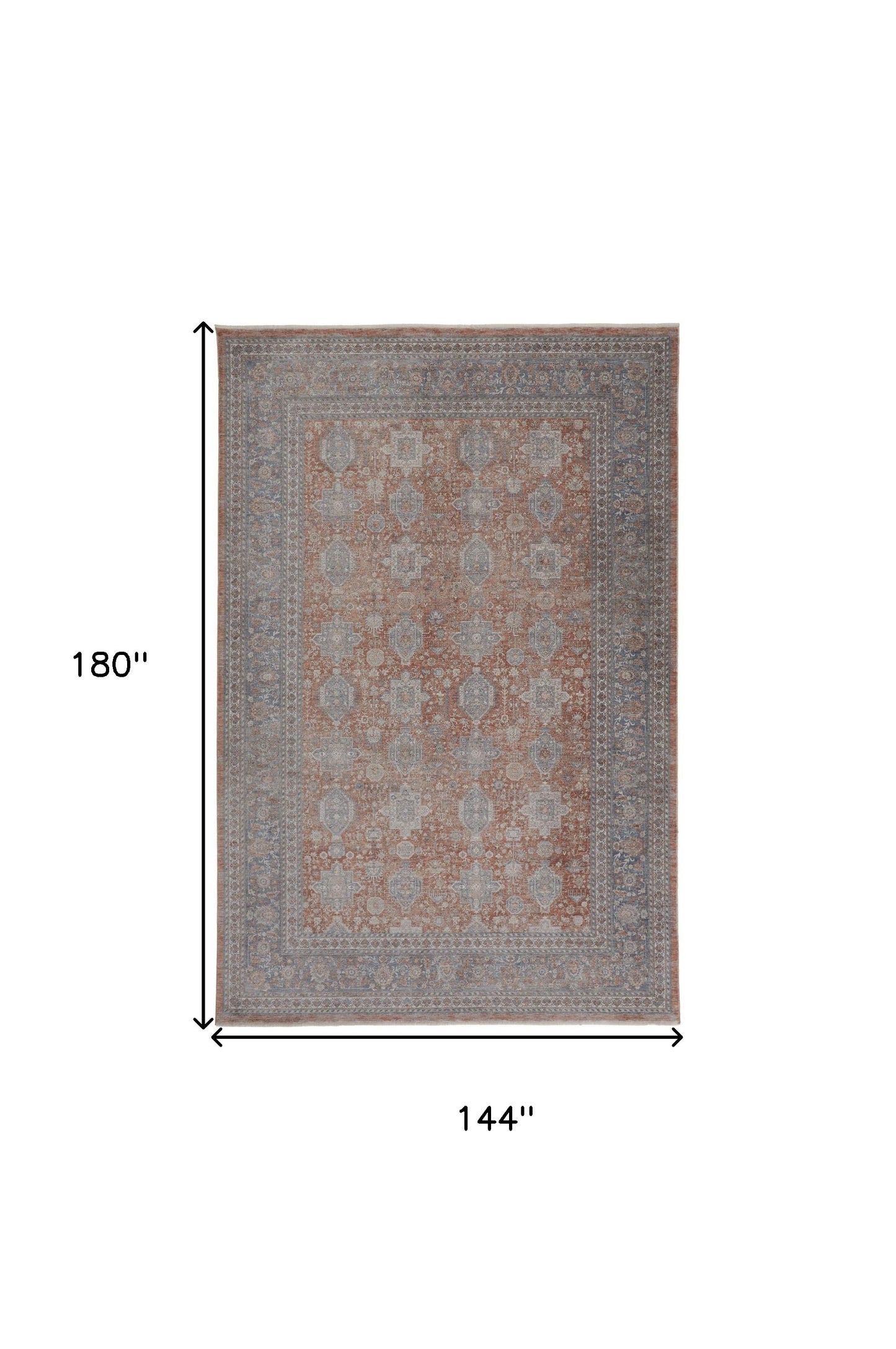 12 x 15 Blue & Red Oriental Power Loom Rug With Fringe