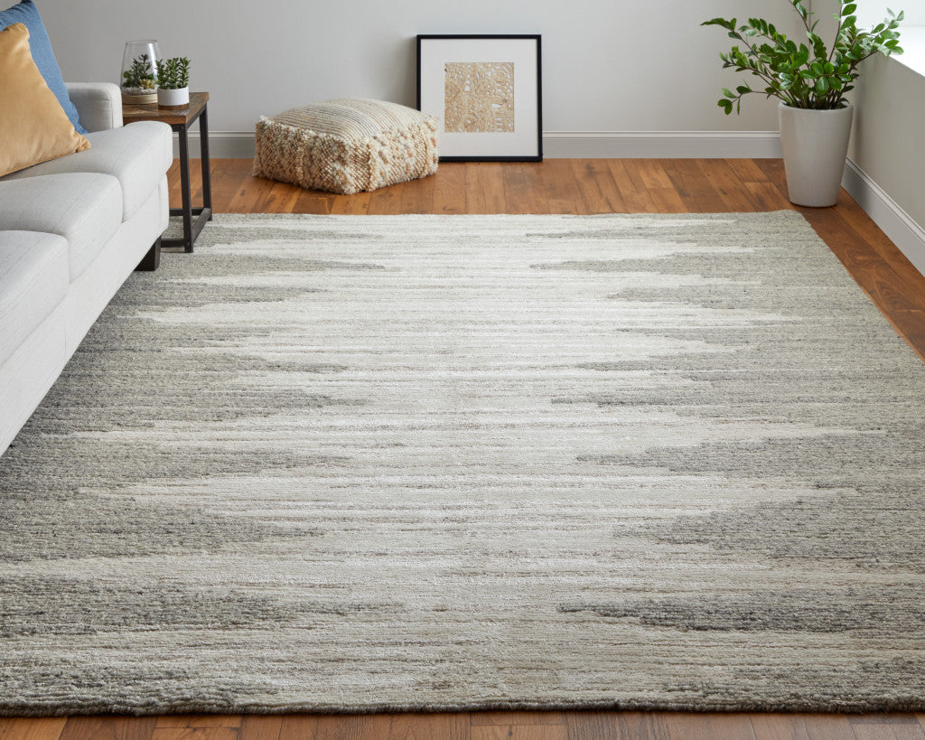 12 x 15 Gray & Ivory Ombre Hand Woven Rug