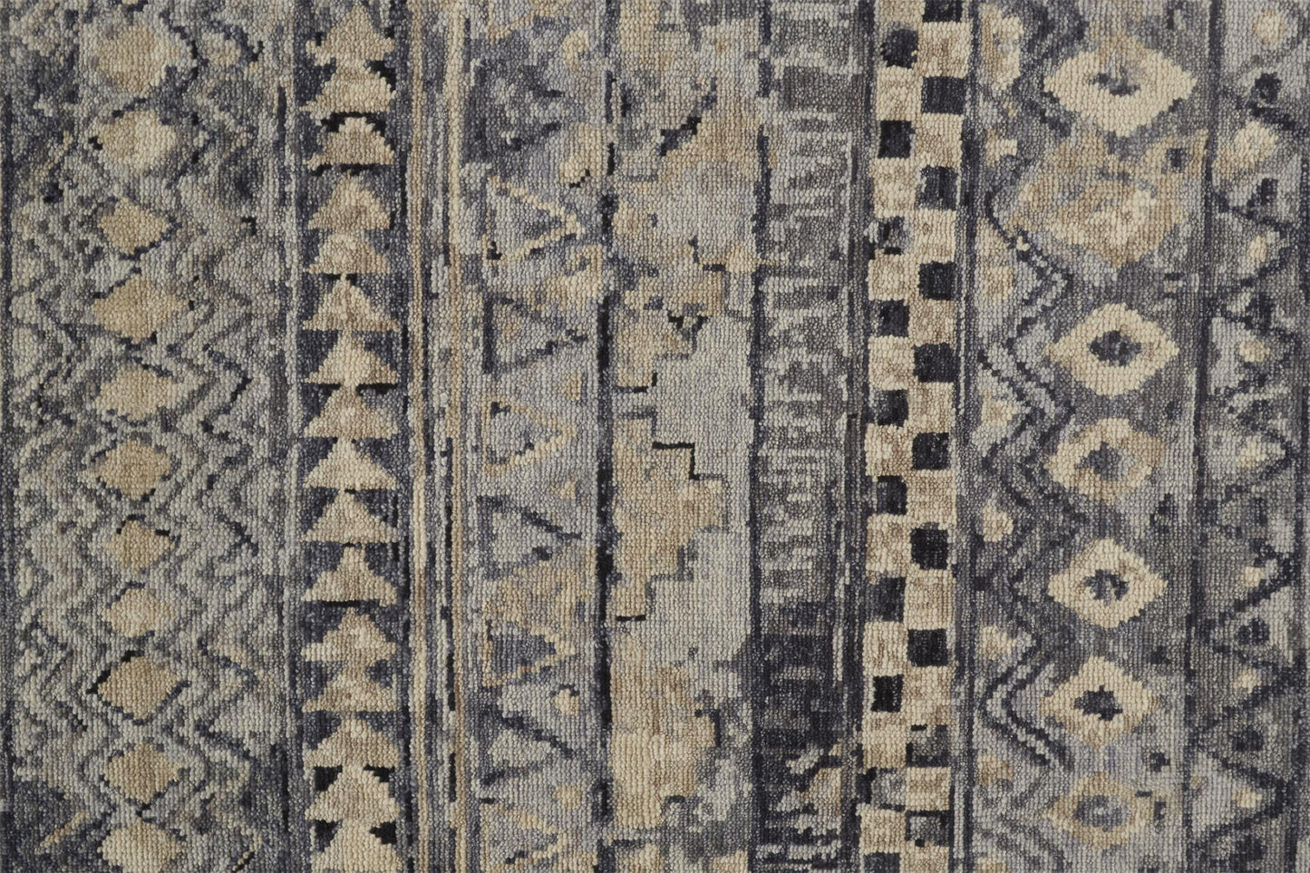 8 x 10 Taupe Gray & Tan Wool Geometric Hand Knotted Rug