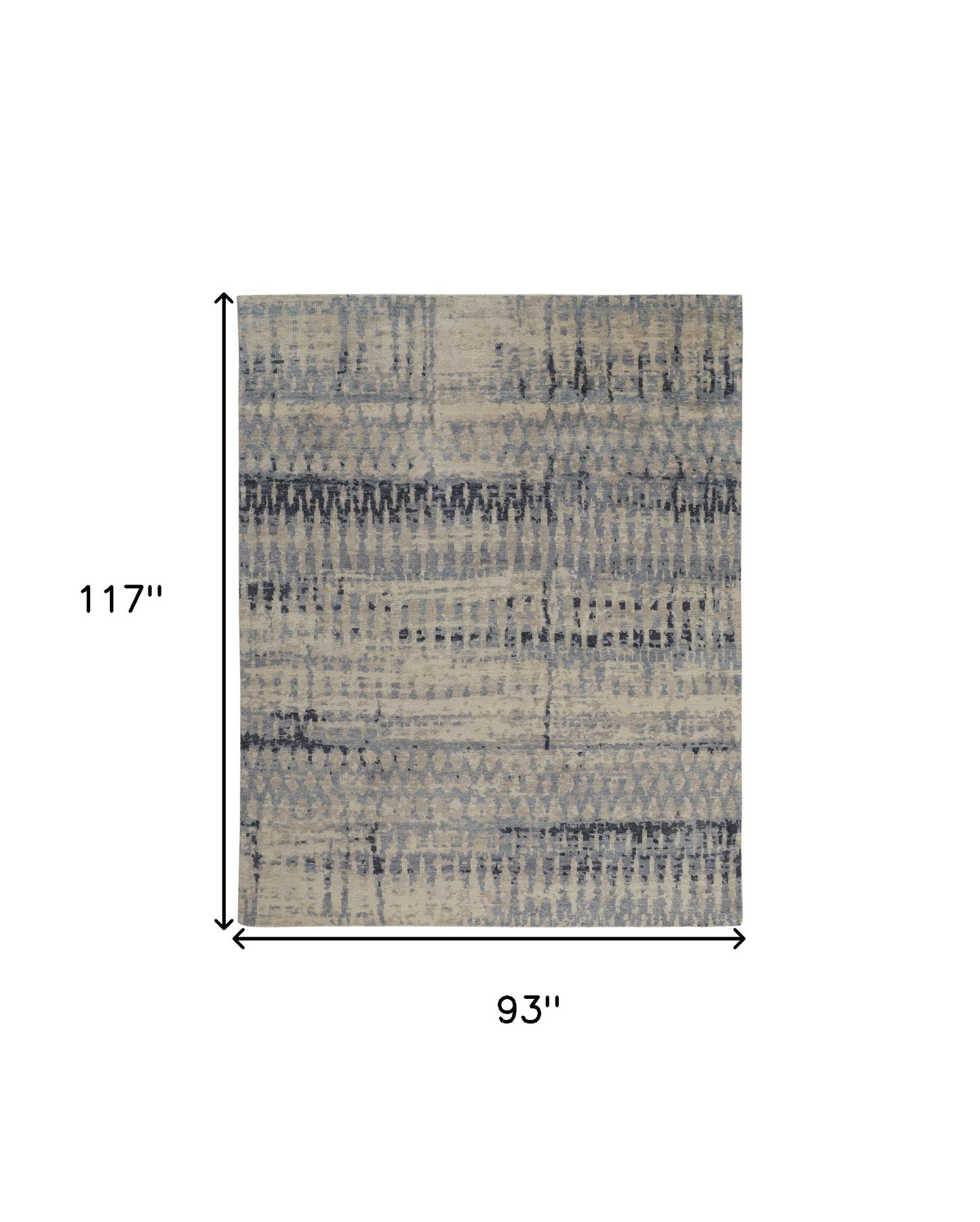 8 x 10 Gray Blue & Ivory Wool Hand Knotted Rug