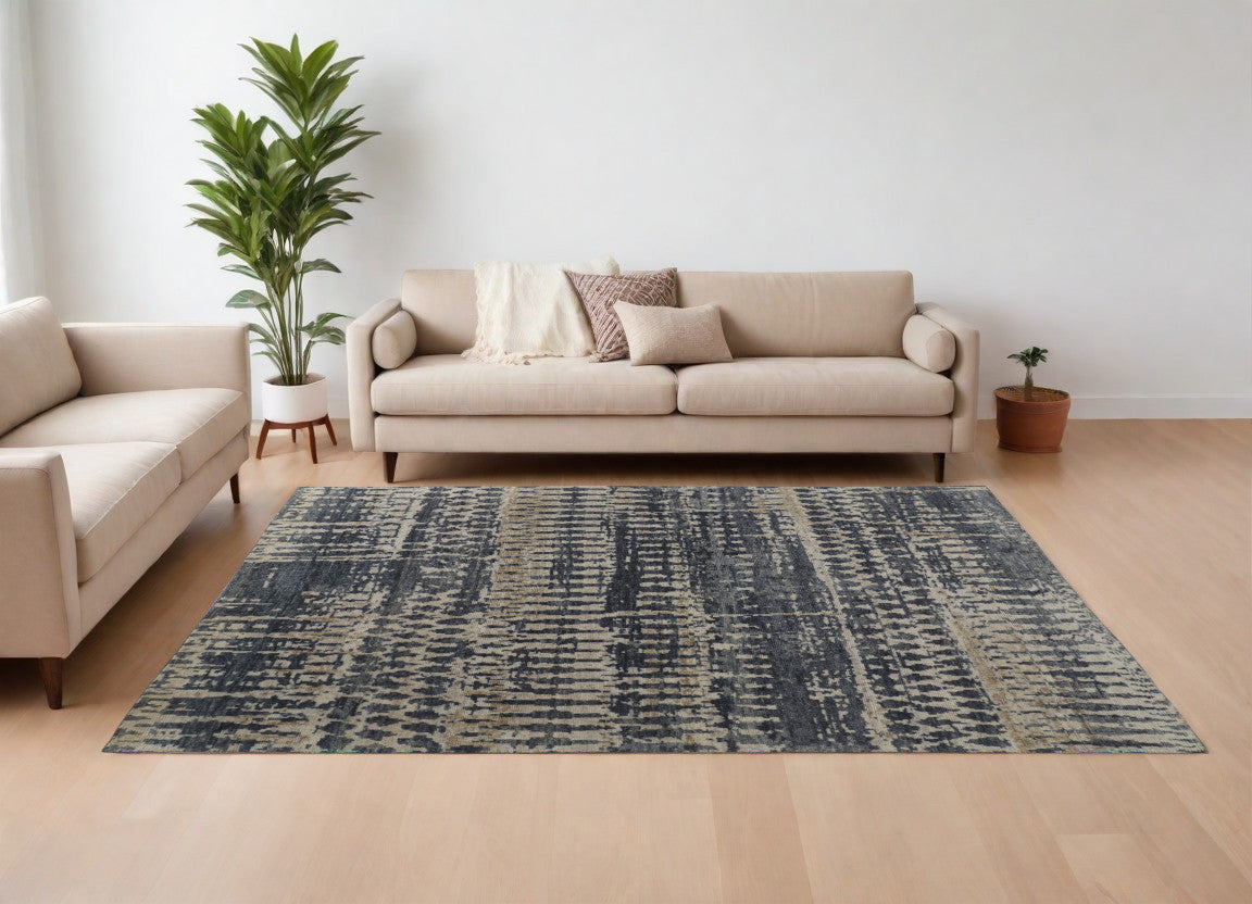 12 x 15 Blue Gray & Tan Wool Hand Knotted Rug
