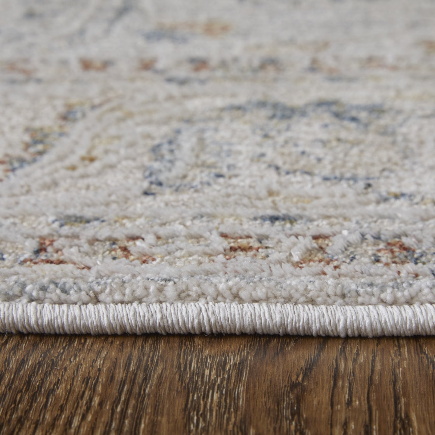 8 x 10 Gray Blue & Red Ikat Power Loom Rug With Fringe