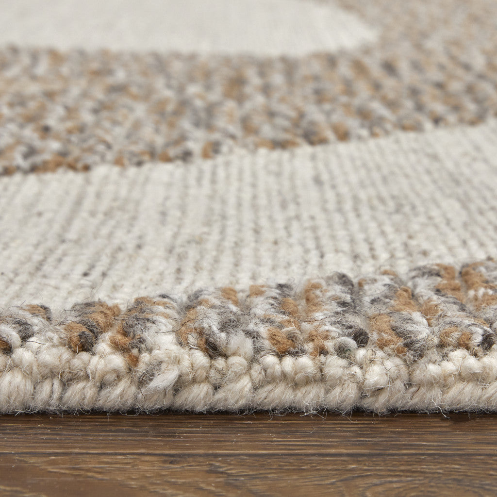 12 x 15 Brown Tan & Ivory Wool Hand Tufted Rug