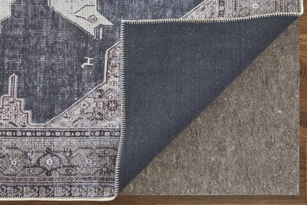 9 x 12 Gray Taupe & Ivory Oriental Power Loom Washable Rug