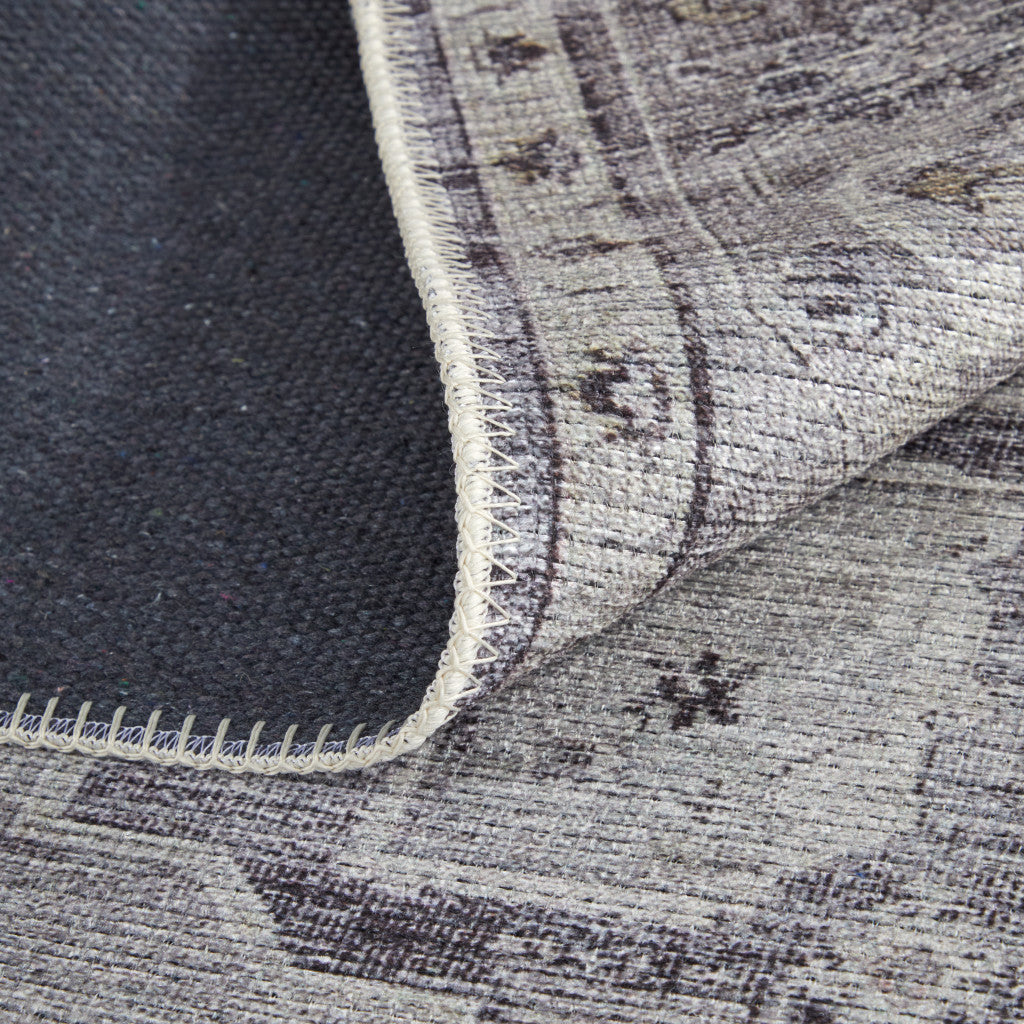 9 x 12 Gray & Ivory Oriental Power Loom Washable Rug