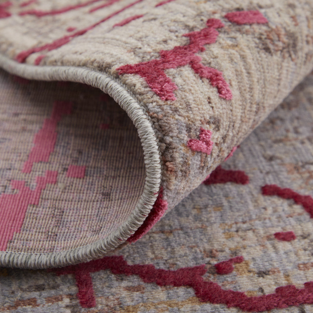 8 x 10 Pink Taupe & Gray Power Loom Rug