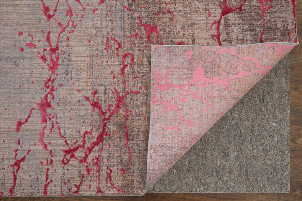 10 x 13 Pink Taupe & Gray Power Loom Rug