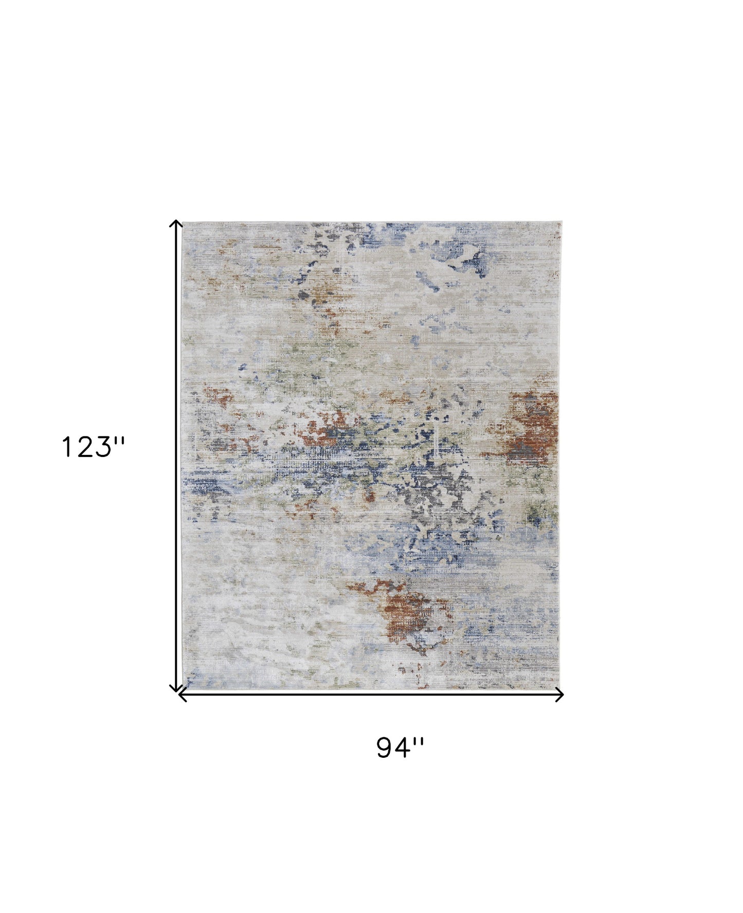 8 x 10 Red Blue & Ivory Power Loom Rug