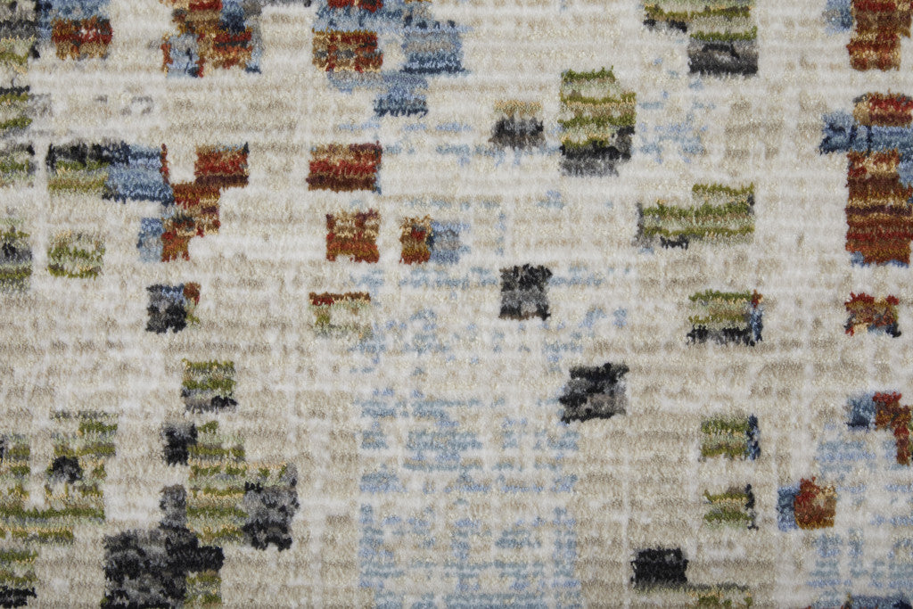 8 x 10 Ivory Green & Blue Power Loom Rug