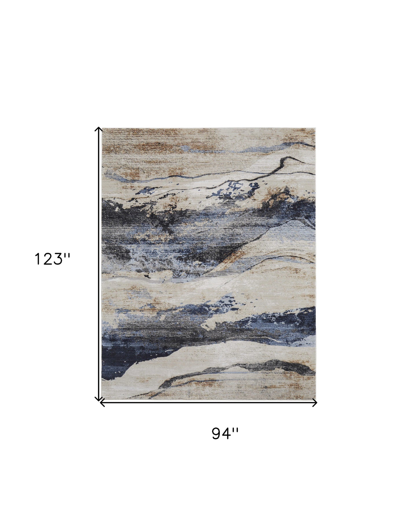 8 x 10 Blue Gray & Tan Power Loom Rug